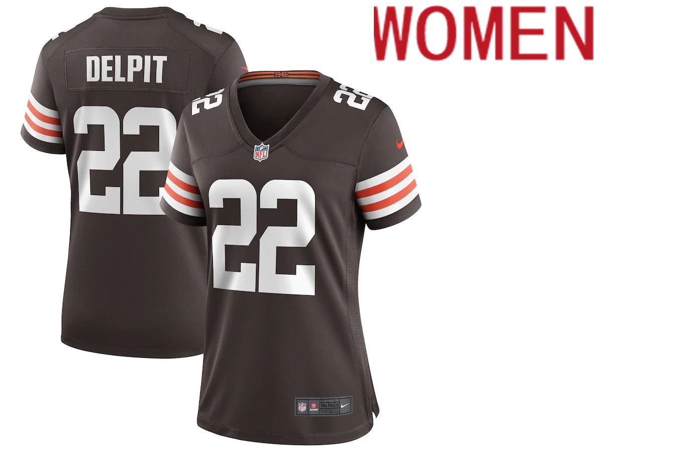 Women Cleveland Browns 22 Grant Delpit Nike Brown Game NFL Jersey